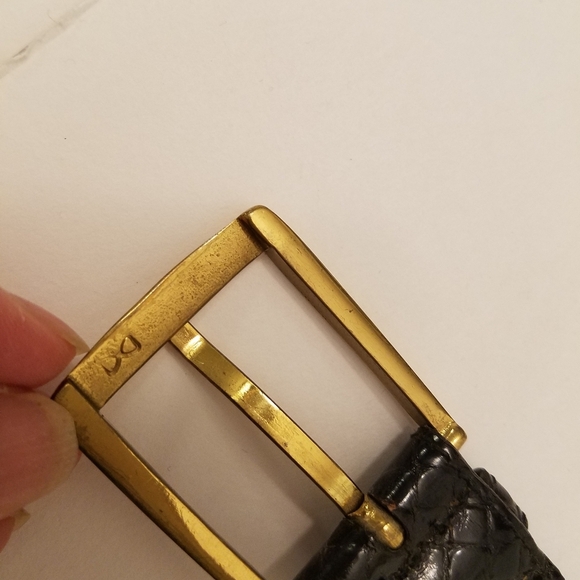 Trafalgar Men's Leather Snakeskin Belt Black  Size 36 Gold Tone Square Buckle - Picture 7 of 15